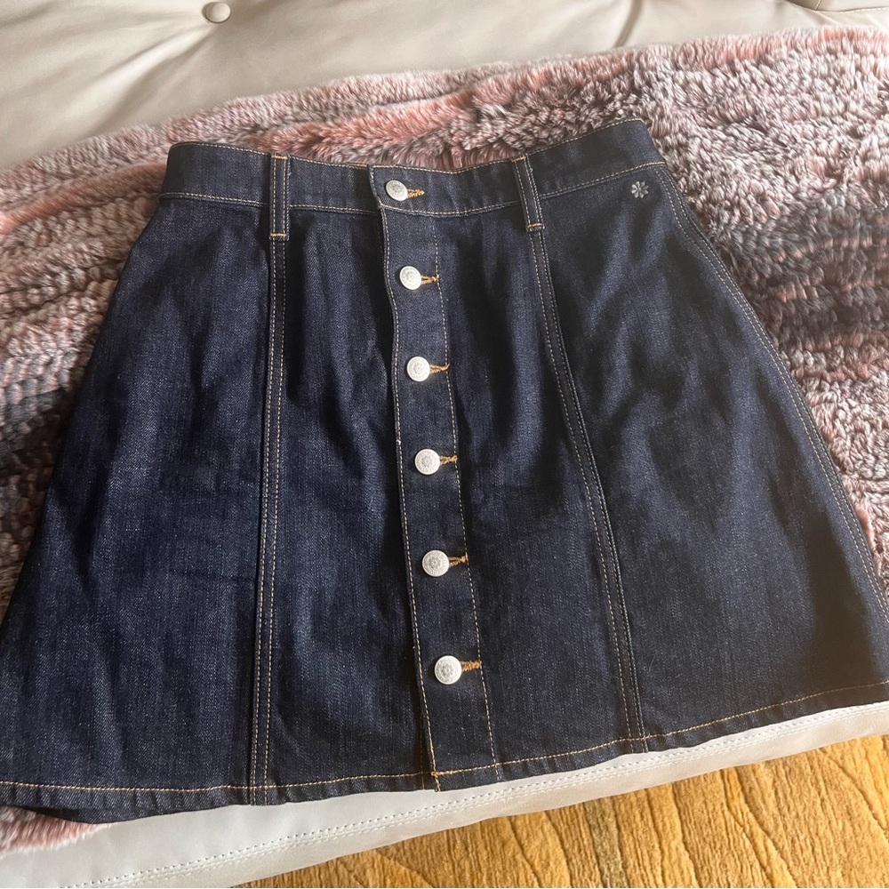 Alexa Chung for AG Dark Blue Button-Front Denim Mini Skirt 28